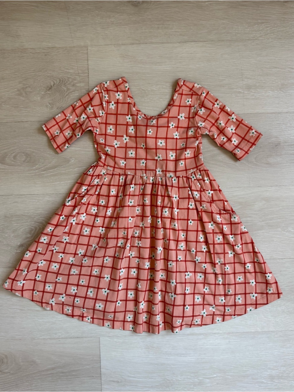 Hanna Andersson Picnic Daisy Print Skater Dress with Pockets Size 5